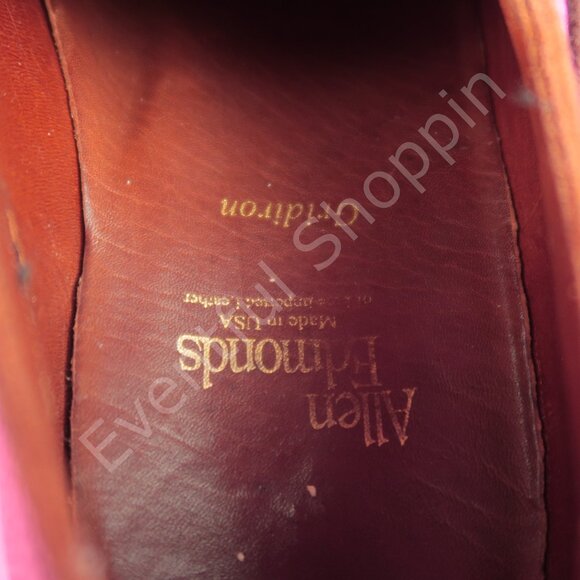 Allen Edmonds Gridiron Football Pebble Grain PTB Blucher Derby Shoes Brown 8 D - Picture 11 of 12